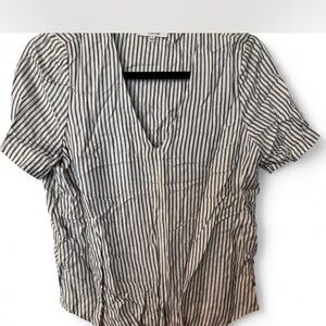 Madewell Navy and White Striped Blouse